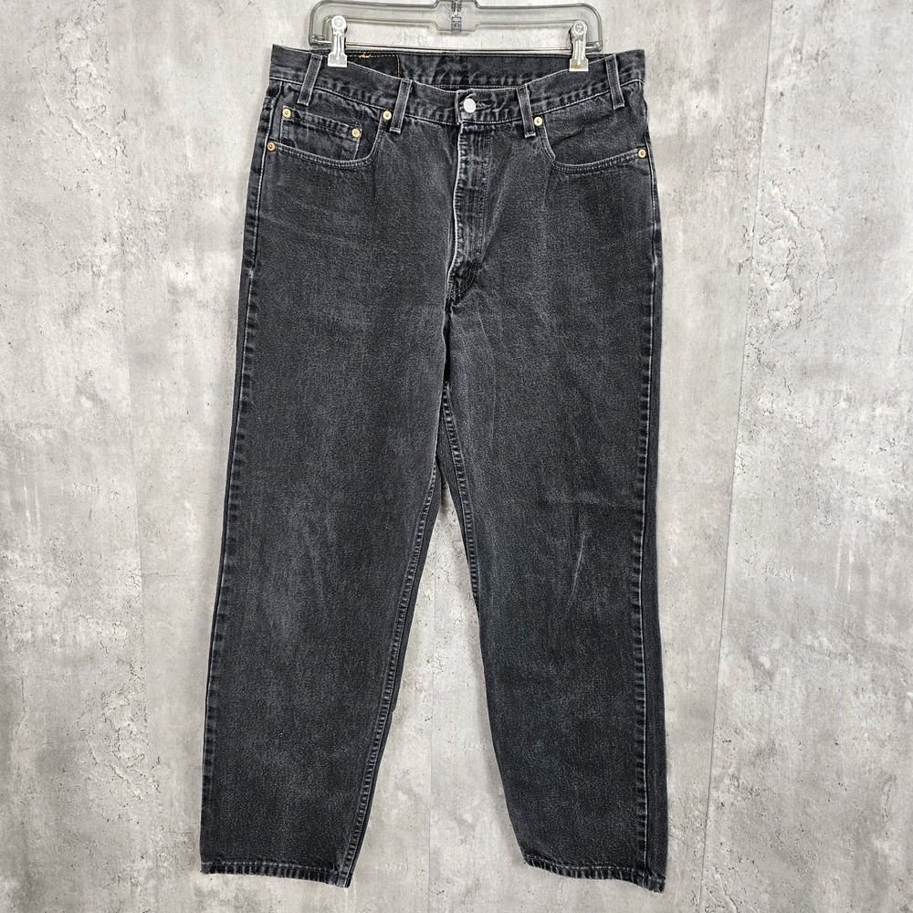 Vintage Y2K Levis 550 Mens 36x30 Distressed Black Relaxed Fit Denim Jeans Street